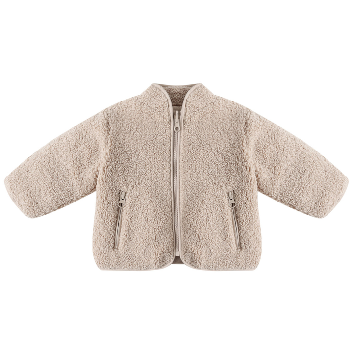 Quincy Mae Shearling Zip Jacket in Oat