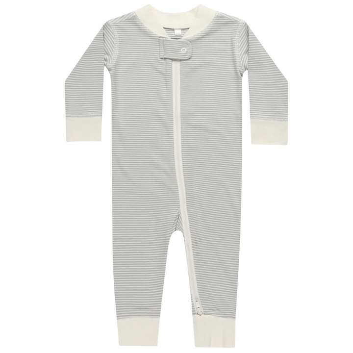 Quincy Mae ZIp Long Sleeve sleeper micro stripe