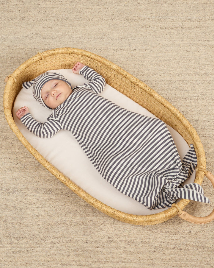 Quincy Mae baby blue striped gown and hat