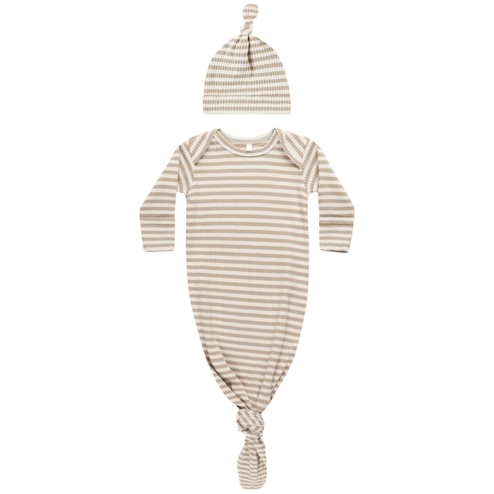 Quincy Mae baby gown latte stripes