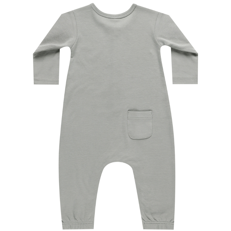 Quincy Mae baby jumpsuit dusty blue back