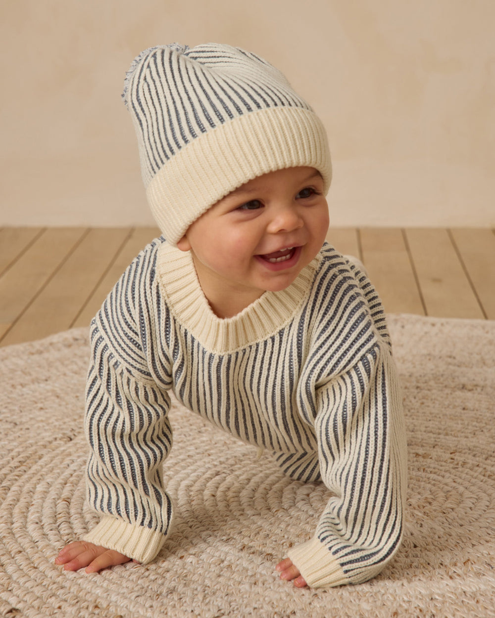 Quincy Mae baby knit sweater in Ocean 
