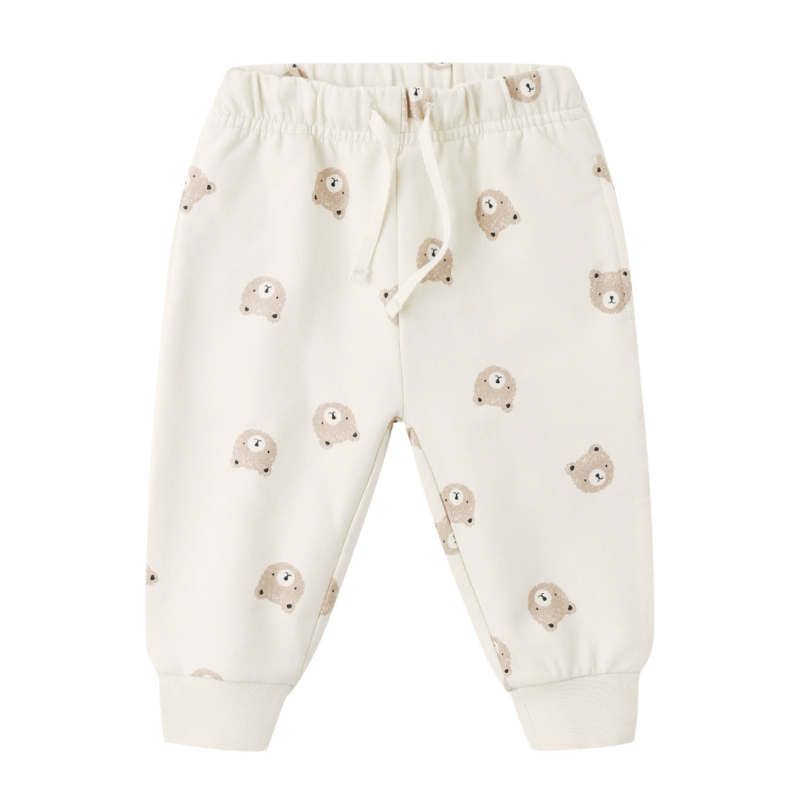 Quincy Mae brown bears cream sweatpants