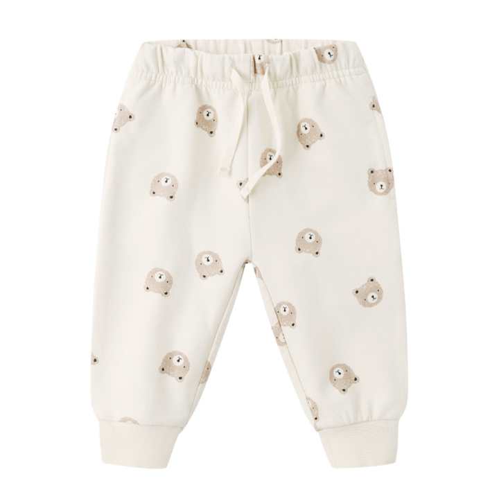 Quincy Mae brown bears cream sweatpants