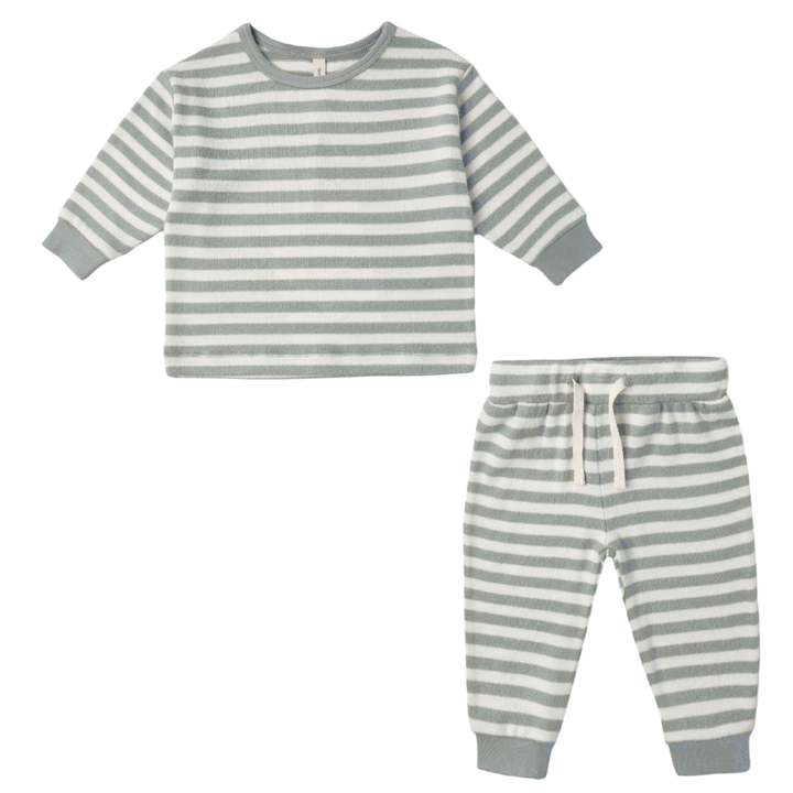Quincy Mae cozy set in blue stripes