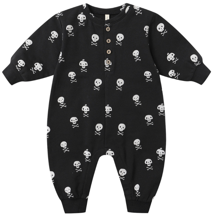 Quincy Mae crossbones baby jumpsuit black