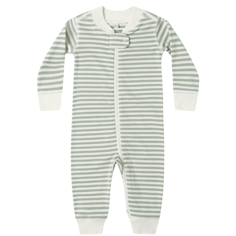 Quincy Mae fern stripe zip romper