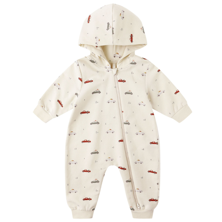 Quincy Mae holiday cars hooded jumpsuit