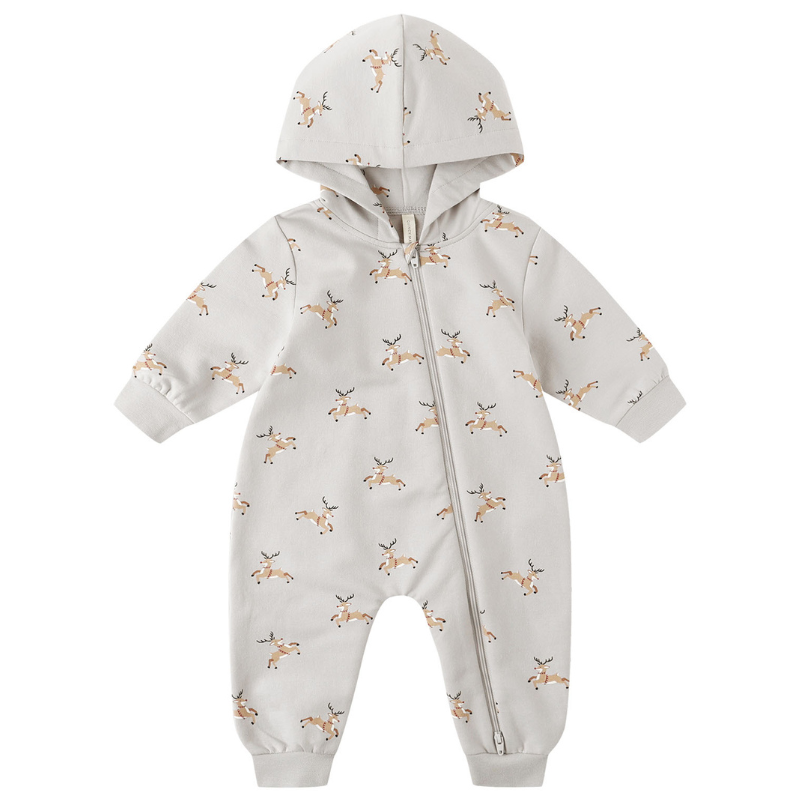 Quincy Mae hooded jumpsuit reindeer in frost grey