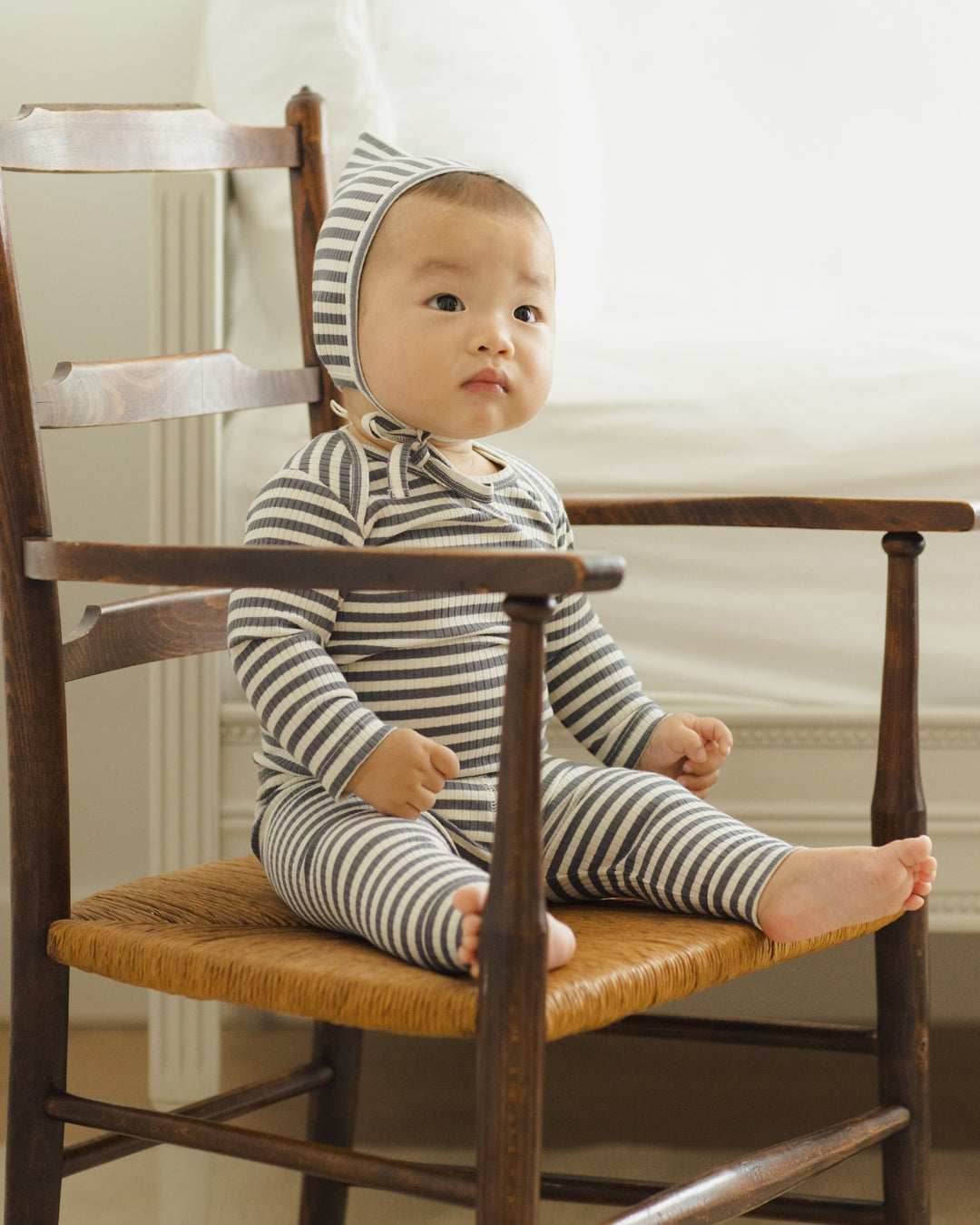 Quincy Mae indigo striped set