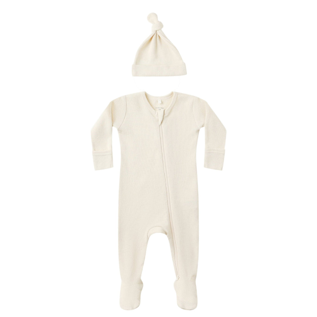 Quincy Mae ivory waffle sleeper