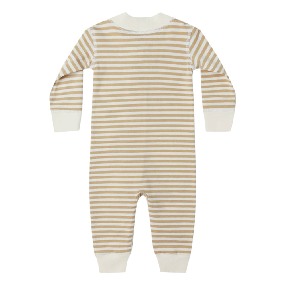 Quincy Mae long sleeve zip romper gold stripes back