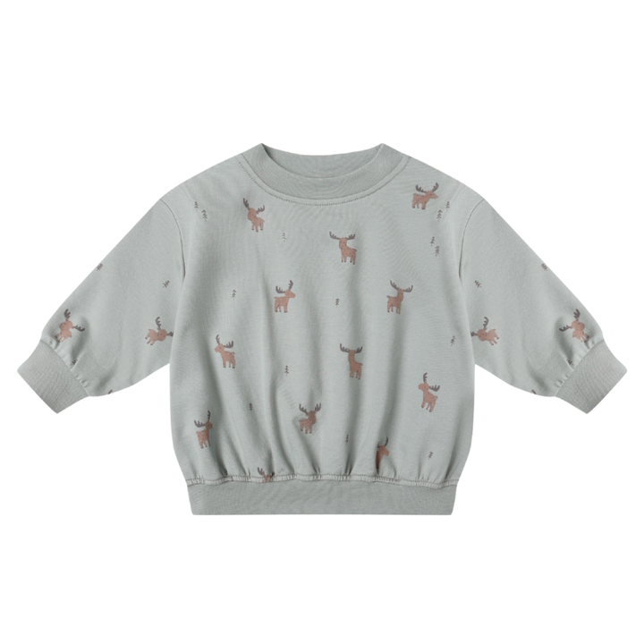 Quincy Mae moose sweatshirt in Blue