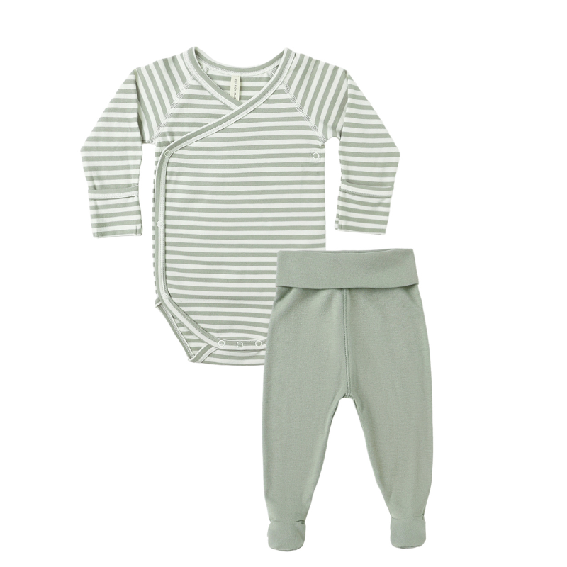 Quincy Mae newborn two piece set in light green