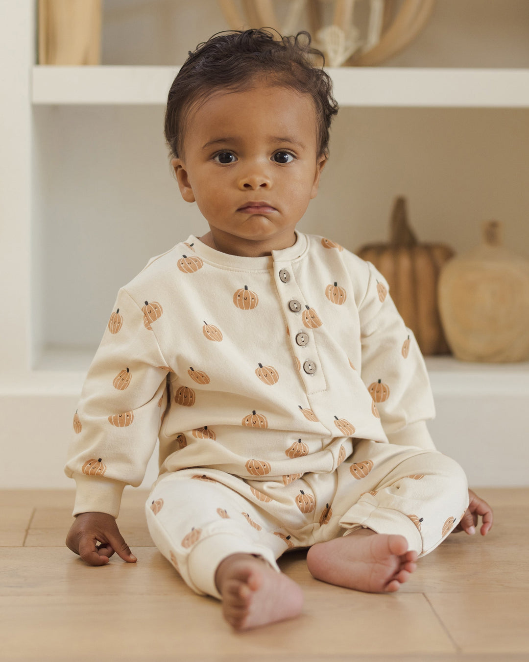 Quincy Mae pumpkins baby jumpsuit