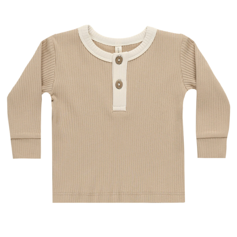 Quincy Mae ribbed henley in latte