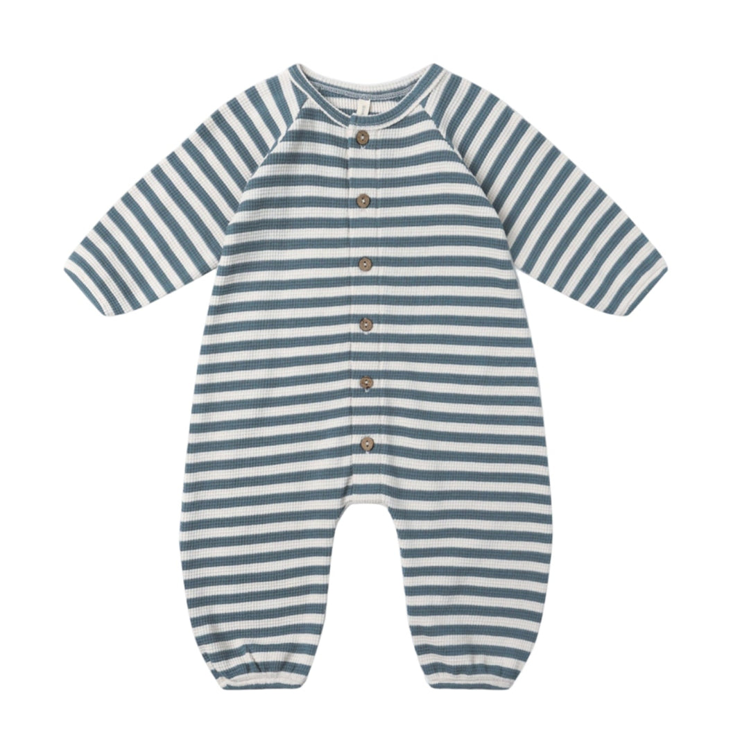 Quincy Mae waffle jumpsuit Ocean Stripes