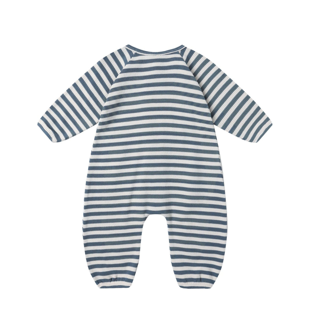 Quincy Mae waffle jumpsuit Ocean Stripes back