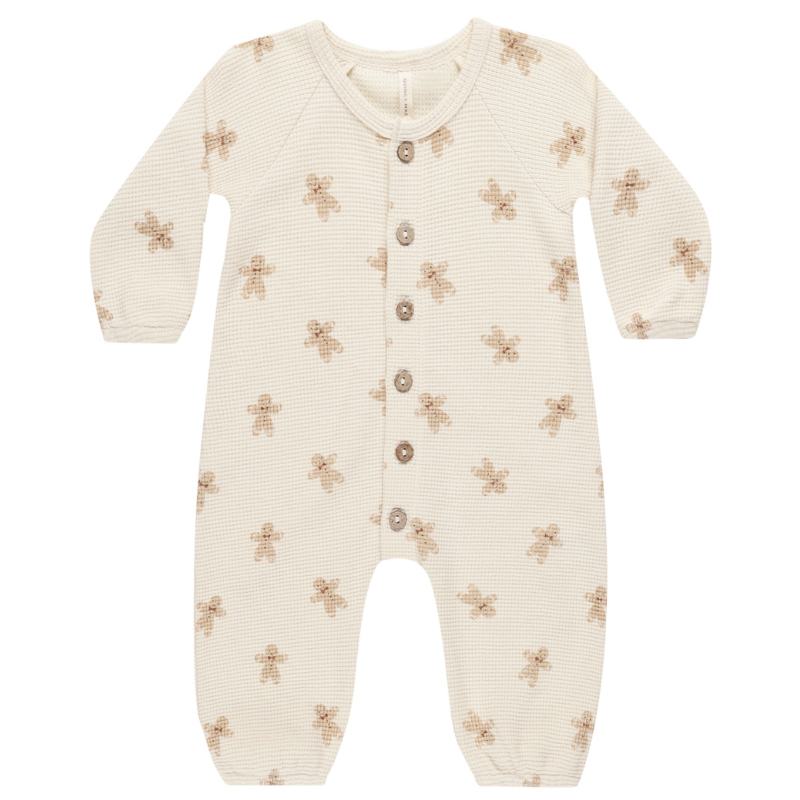 Quincy Mae waffle romper in Gingerbread