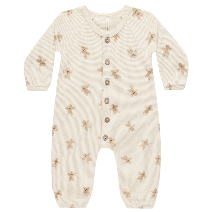 Quincy Mae waffle romper in Gingerbread