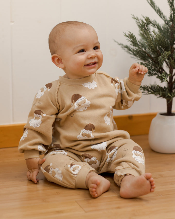 Rylee + Cru - Raglan Santa Jumpsuit in Gold (18-24mo)