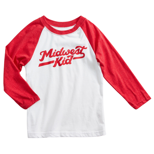Orchard Street - Midwest Kid 3/4 Sleeve Tee in Red/White