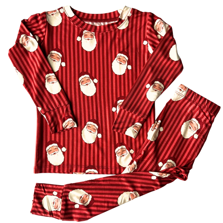 Red Striped Santa kids Christmas Pajamas
