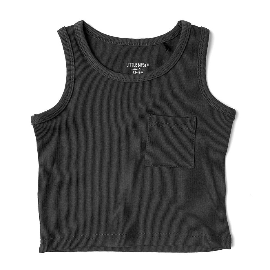 Little Bipsy charcoal ribbed tank