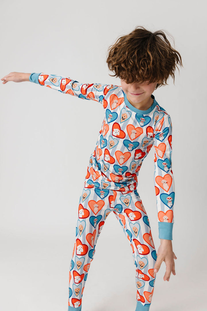 In My Jammers - Fur-Ever Valentine Two-Piece PJ Set in Blue