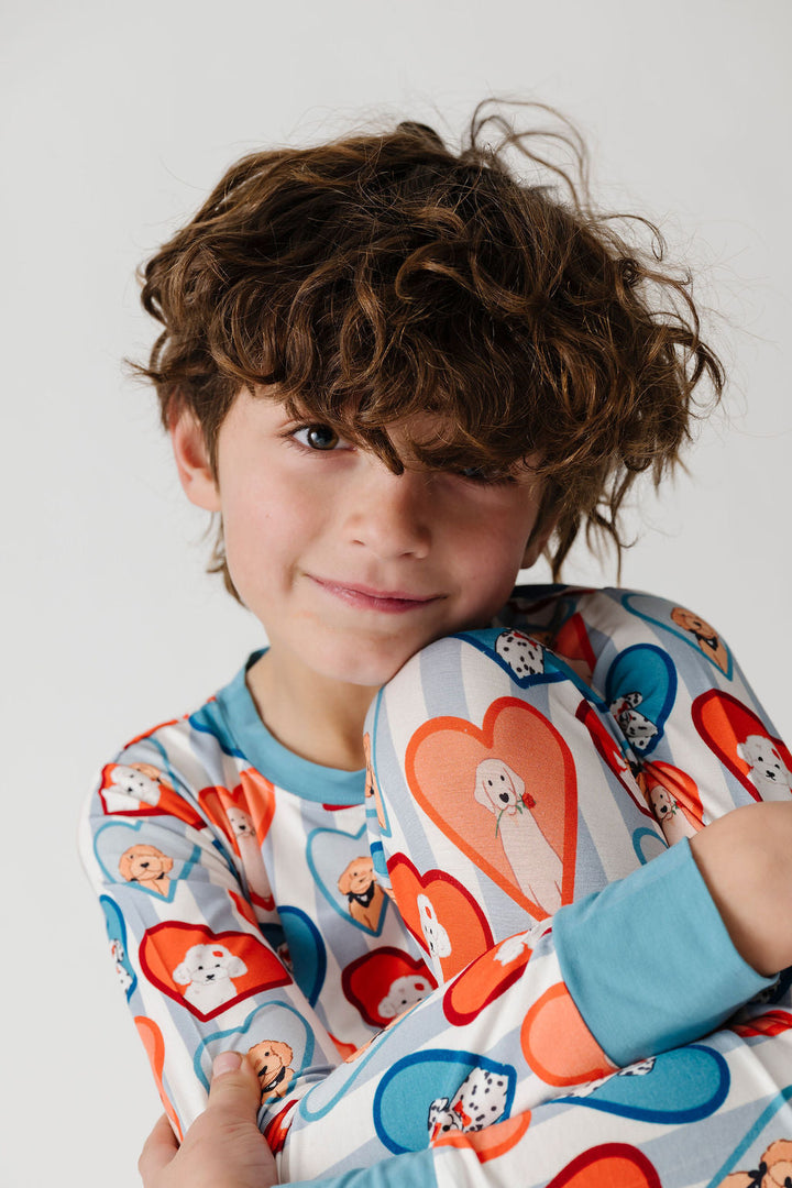 In My Jammers - Fur-Ever Valentine Two-Piece PJ Set in Blue