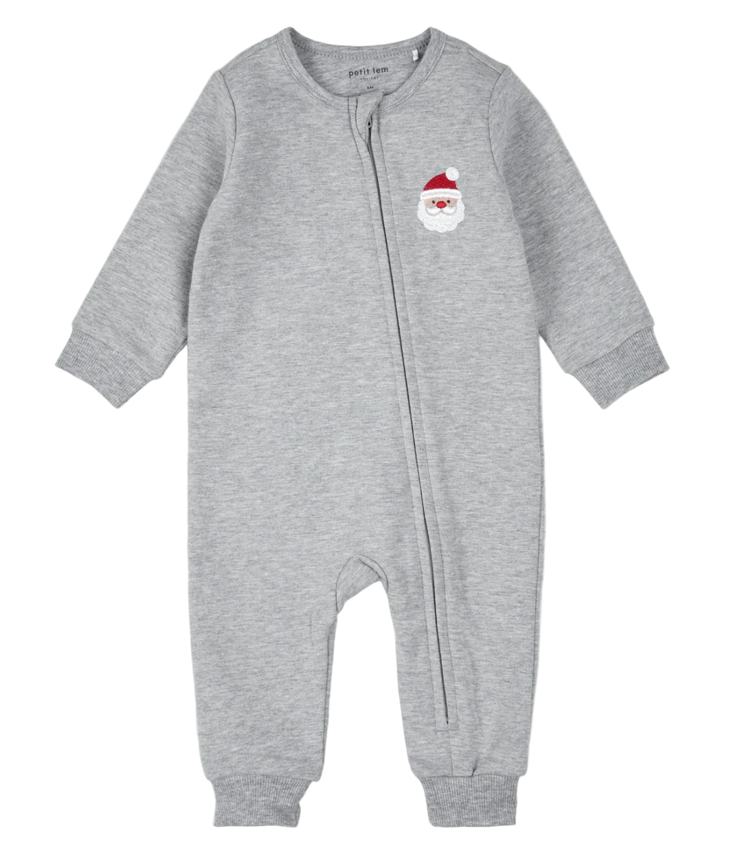 Santa Baby Fleece jumpsuit in Heather grey