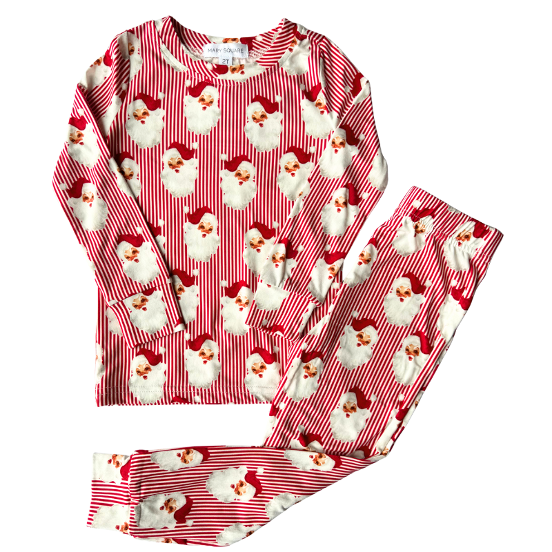 Santa Baby Red and White striped kids pajamas