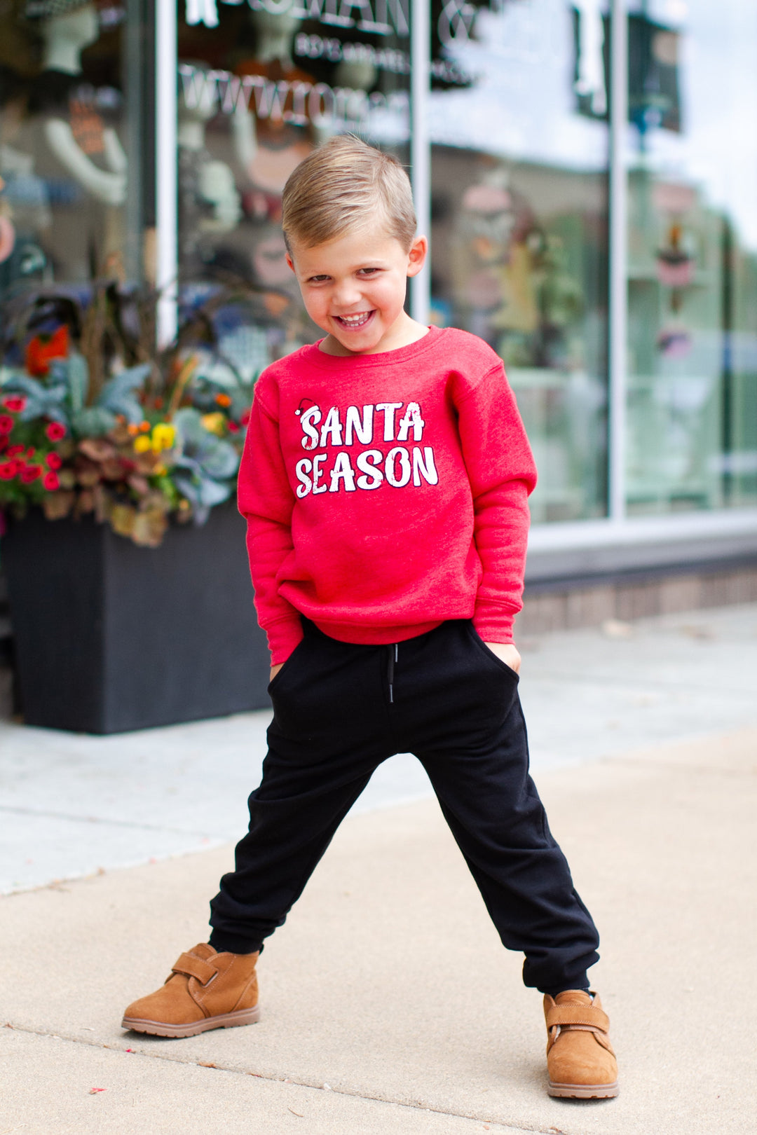 Santa Season kids red Christmas Sweatshirt