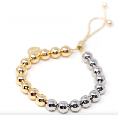 The Sis Kiss - Two-Tone Adjustable Bracelet (2 bead sizes available)
