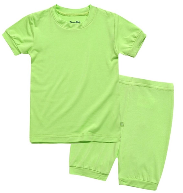 Basic Kids Modal Short-Sleeve Pajamas in Neon