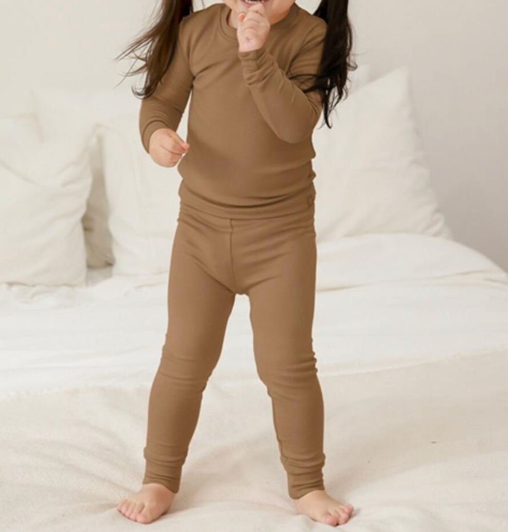 Basic Kids Modal Pajamas in Camel