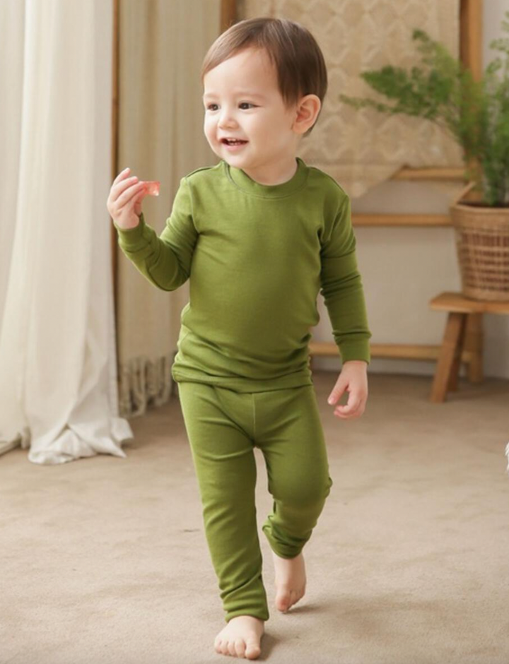 Basic Kids Modal Pajamas in Olive