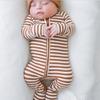 Brave Little Ones - Bamboo Zip Romper in Ribbed Camel Stripe (12-18mo)