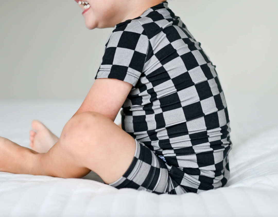 Dream Big Little Co - Charcoal Checkers Dream Shorts PJ Set