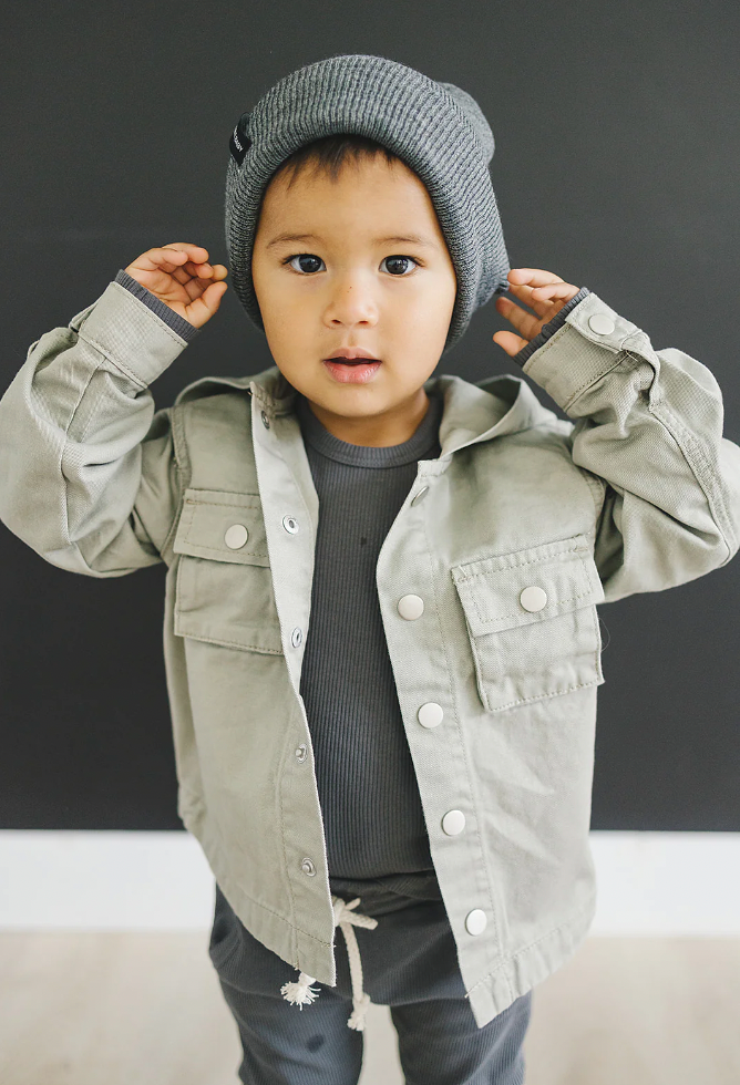 Mebie Baby - Canvas Hooded Jacket in Sage