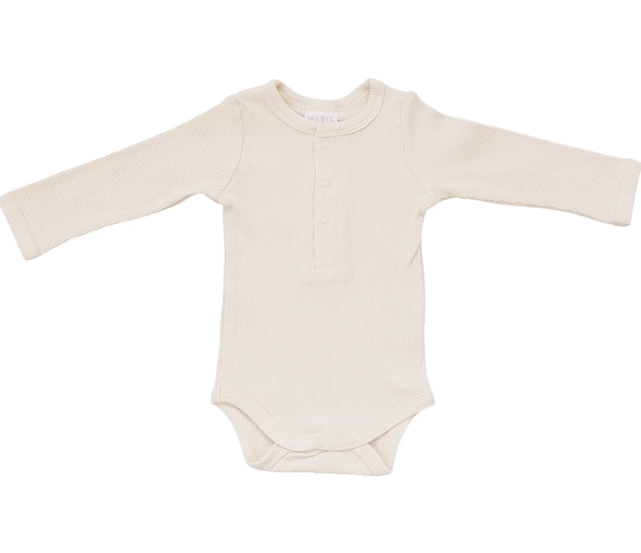 Baby henley onesie in cream