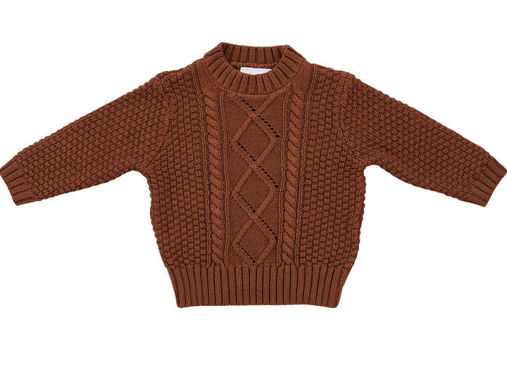 Mebie Baby - Cable Knit Sweater in Dark Rust