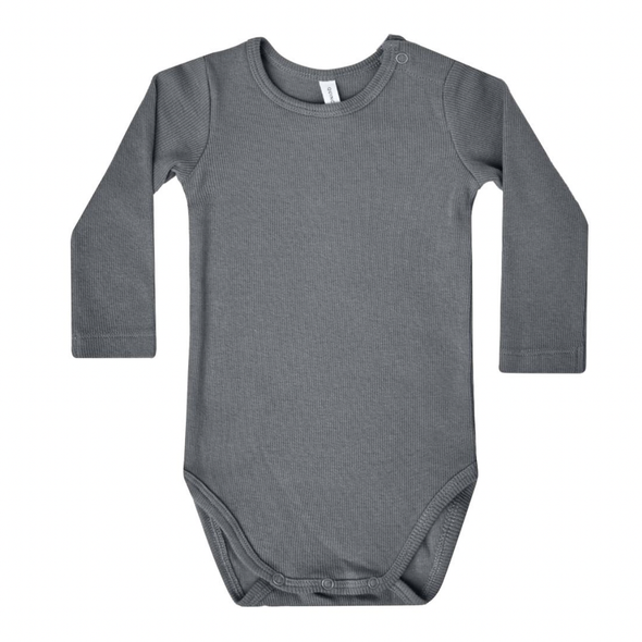 Quincy Mae - Ribbed Long Sleeve Bodysuit in Navy