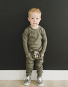 Mebie Baby - Organic Ribbed Henley Two-piece Set in Winter Green
