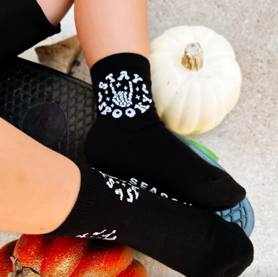 Kickin It Up Socks - Black with Stay Spooky