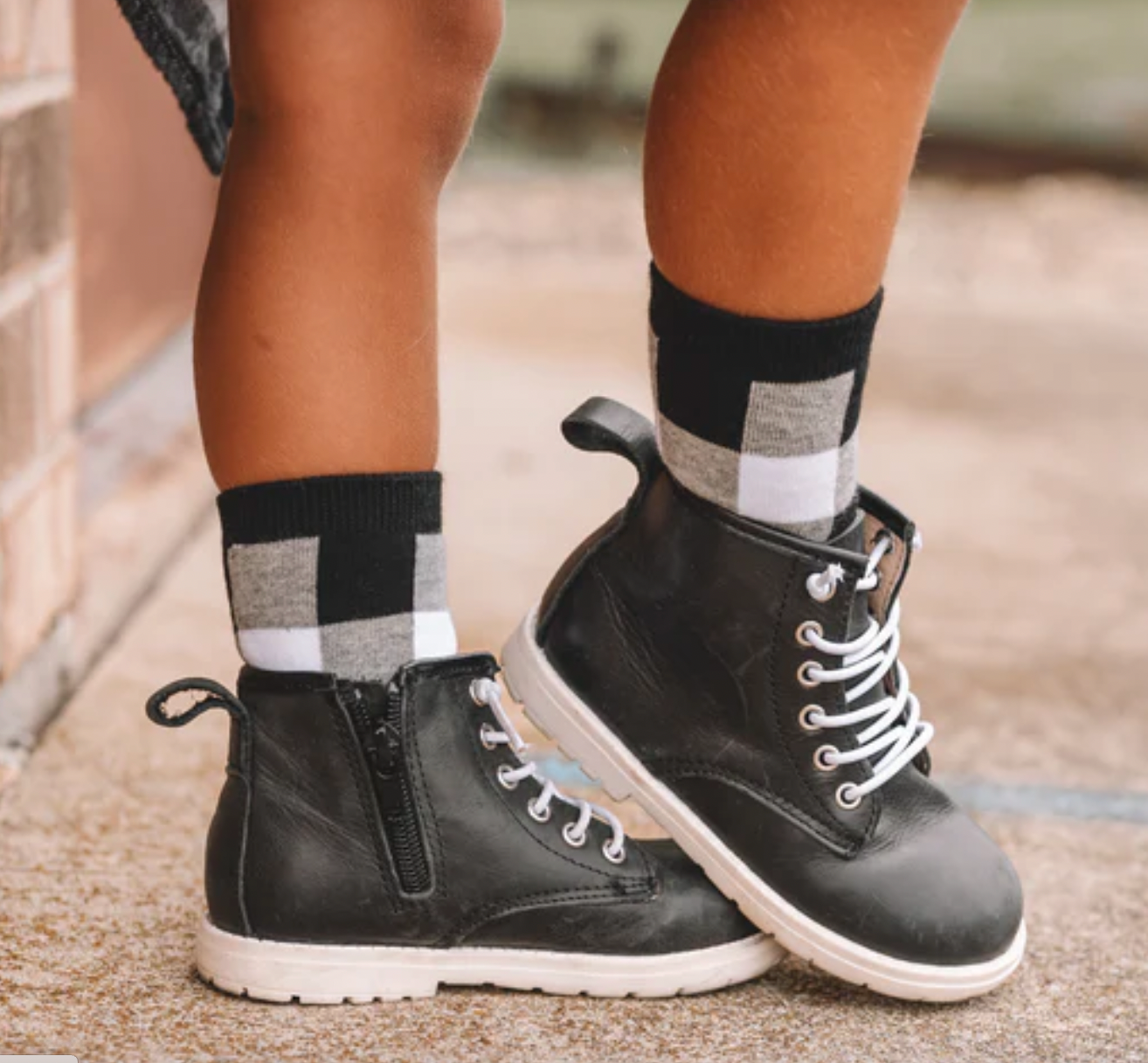 plaid boot socks