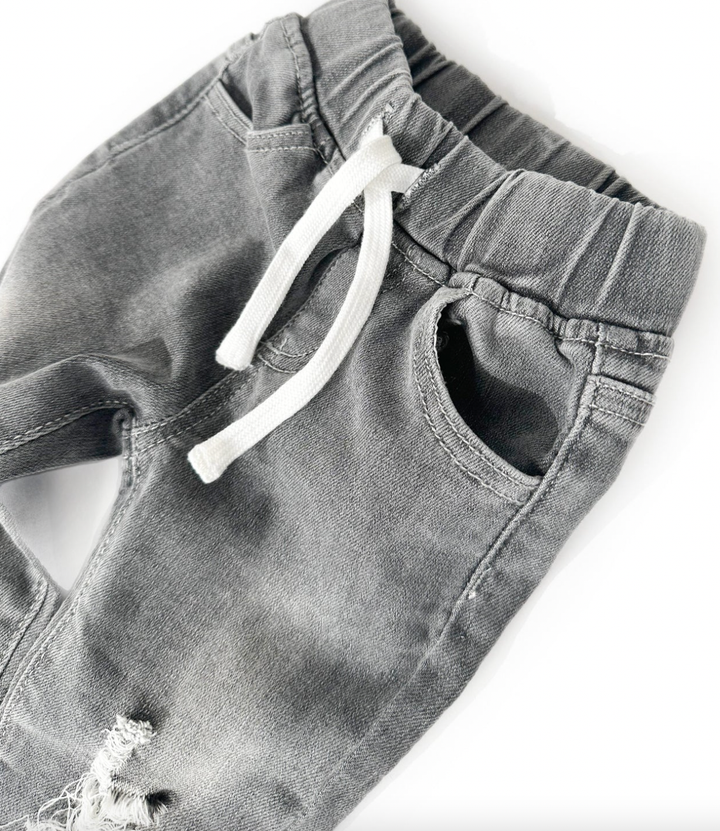 Little Bipsy - Distressed Denim in Grey Wash