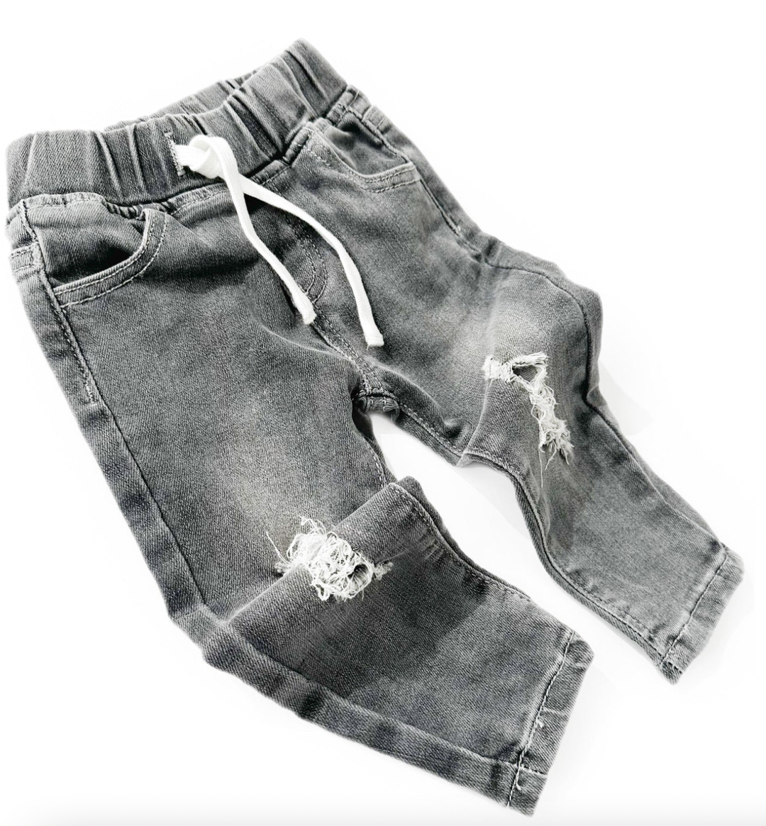 Little Bipsy - Distressed Denim in Grey Wash