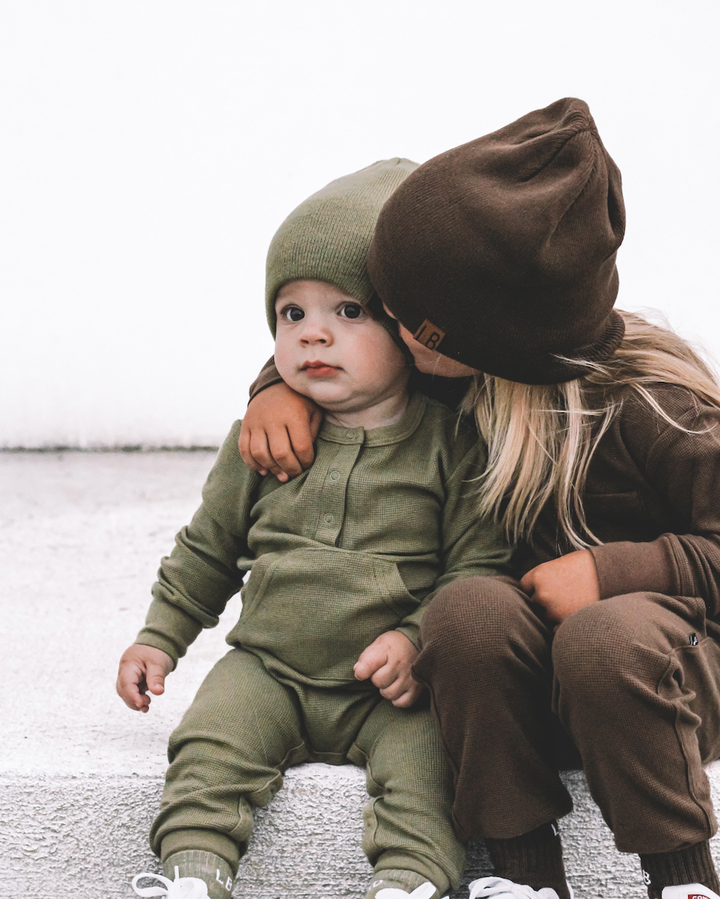 Little Bipsy - Waffle Romper in Matcha