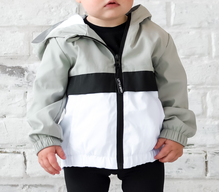 Little Bipsy - Full-Zip Block Windbreaker in Fern